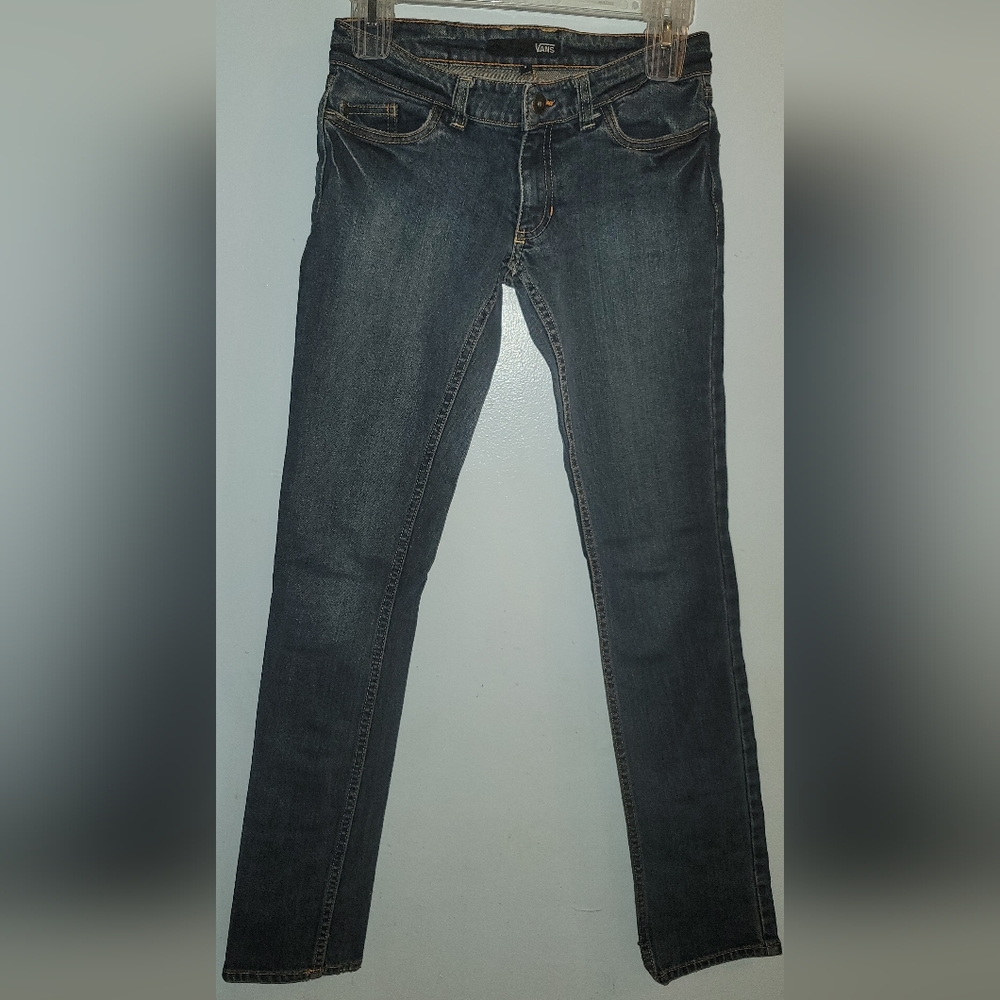 Vans Denim Dark Blue Jeans size 0 five pocket Design Iconic Checkerboard